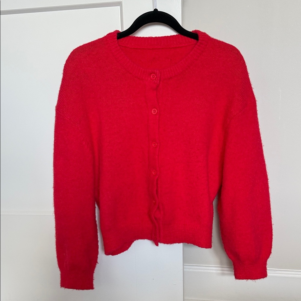 Daily Drills Vibrant Red Cardigan